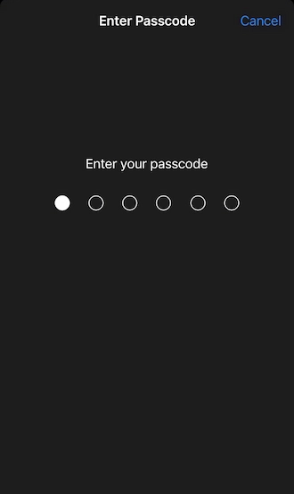 📌Step 5: The phone device will require the correct passcode.